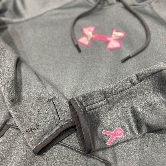 UNDER ARMOUR WOMEN'S CALIBER HOODIE Grey Pink camo size medium - Picture 6 of 14